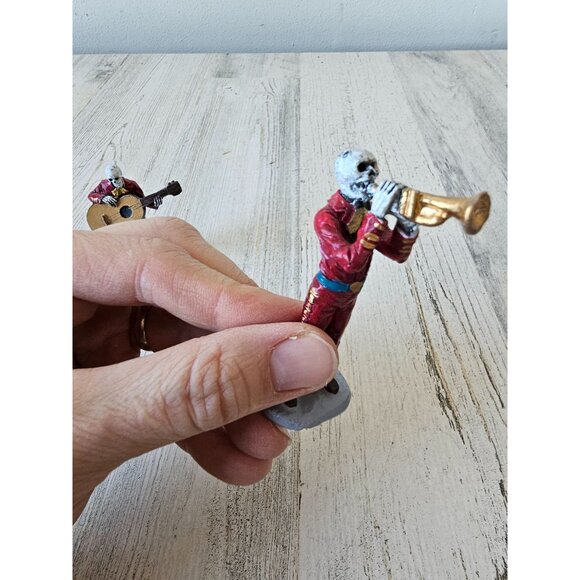 Lemax skeleton band musical drinking‎ people accessory Halloween set guitar - Picture 7 of 11